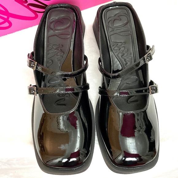 OLIVIA MILLER AQUARIUS BLACK PATENT LEATHER SQUARE TOE  MARY JANE SLIP ON SZ 8.5 - Picture 7 of 12